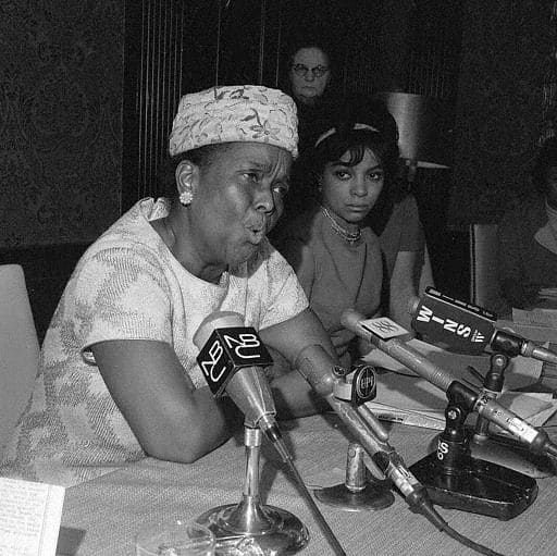 Ella Baker, official of the Southern Conference Educational Fund, speaks at the Jeannette Rankin news conference on Jan. 3, 1968. (AP Photo)