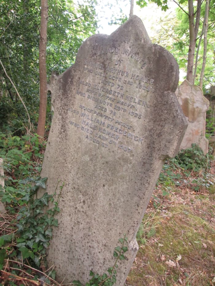 Much of the lettering and numbers on this stone tell us the bare facts, deaths early in the 20th Century inter-war years. The undergrowth around has only taken root or claimed many of the memorials around the Millennium