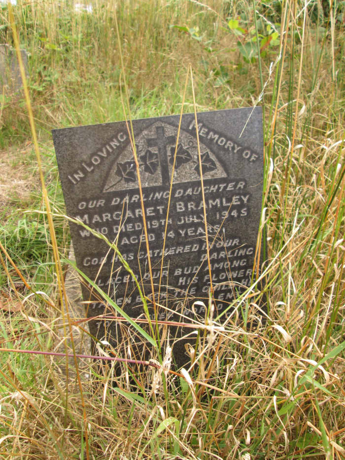 Margaret Bramley aged 14 in July, 1945 had survived the war - air raids, flying bombs - only to die perhaps during an epidemic or as the victim of an unexploded bomb