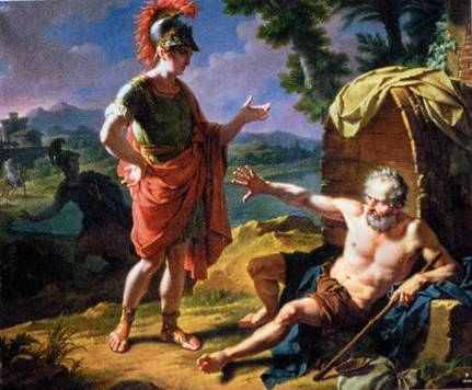 1818 Painting of Alexander the Great and Diogenes by Nicolas-Andre Monsiau, a French history and portrait painter.