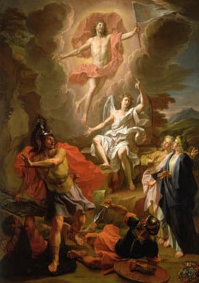 Out of copyright. See: http://en.wikipedia.org/wiki/File:Noel_Coypel_The_Resurrection_of_Christ.jpg