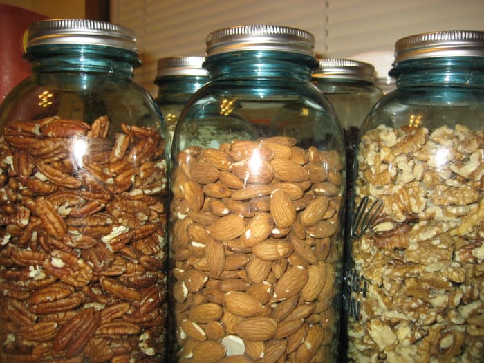 Mason jars are the perfect size for gifting nuts, store bought or homemade trail mix, and unpopped popcorn.