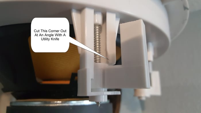 If you don't cut out that corner the clip gets caught up on it and you will break your speaker's the plastic frame
