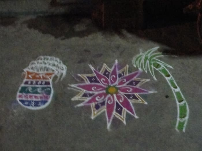 Kolam drawn in front of the house