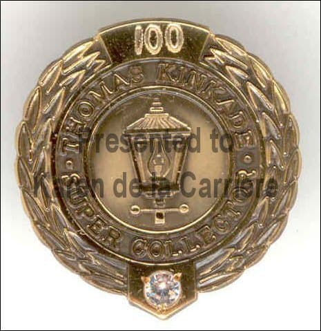 This is a very prestigious SOLID GOLD AWARD I will always treasure this award presented to me by Tom and the Thomas Kinkade Company
