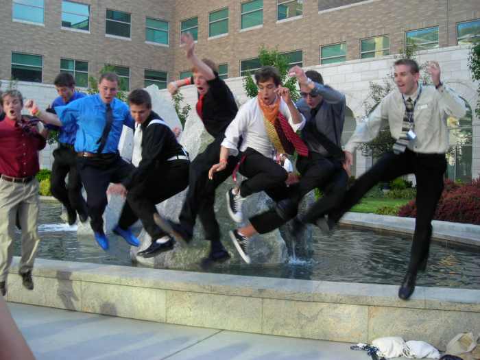EFY photo sesssion with the guys. Youth are placed in a "company" with other teens and build great friendships during the week at EFY. These are teens from the group "Other Sheep" EFY Provo 01B