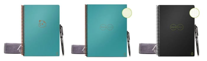 Rocketbooks come in a variety of styles for taking notes, uploading to the cloud (with an app), and then wiping them off to reuse.