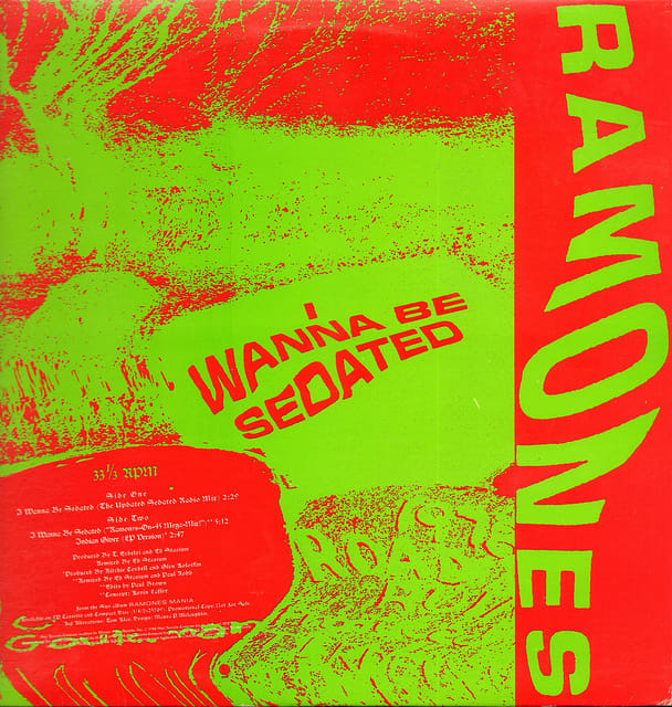The Ramones "I Wanna Be Sedated" Sire Records PRO-A-3193 12" Vinyl Record Single 3 Track Version (1988) Promotional Issue Only