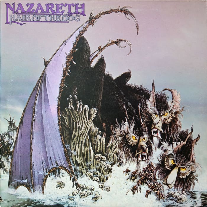 Nazareth "Hair Of the Dog" Mooncrest Records CREST 27 12" LP Vinyl Record UK Pressing (1975) Album Cover Art by David Roe