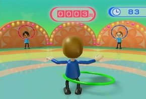 Rotate your hips to get the Hula Hoop spinning - the faster you spin it, the more points you'll earn.