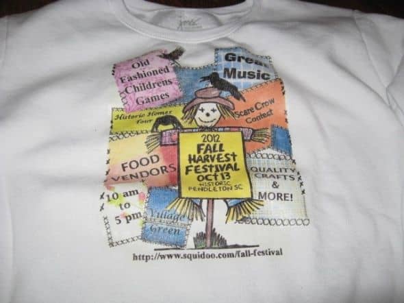 I just printed out our flyer onto the transfer paper so it worked up a nice promotional shirt. Don't forget to flip your design before printing.