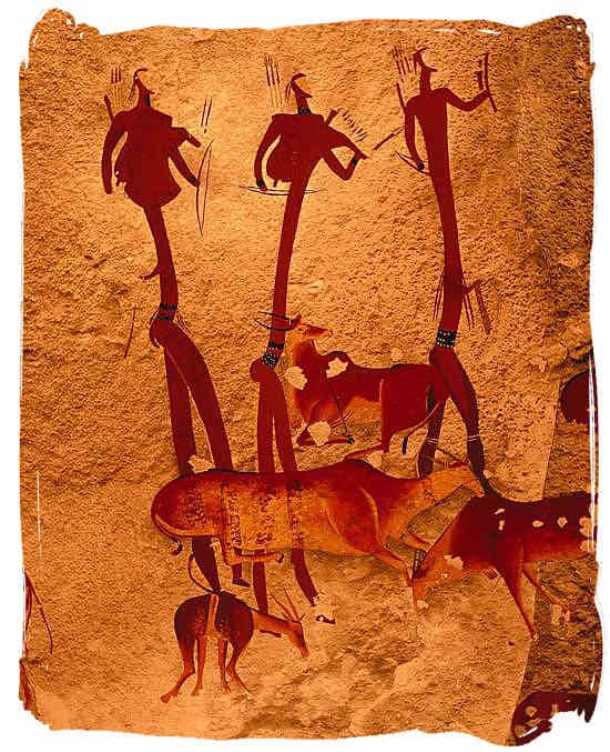 Bushmen paintings are found on rocks and in caves throughout Southern Africa, which shows that they originally occupied the whole region.
