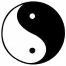 This is the traditional symbol for the opposing, yet complimentary forces of yin and yang, sometimes described as 2 fishes swimming head to tail.