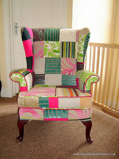 This Parker Knoll chair has been re-upholstered with a patchwork design, and I absolutely love the result.