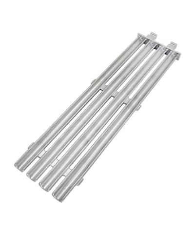 original concave, reversible cast stainless steel finger grates. Newer models grew one inch deeper. All the new infrared gad grills of the modern era copied these concave grates in their new barbecue grill designs because of the flavor created.