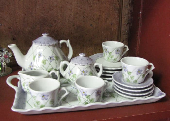 Just imagine the delight of a little girl receiving this miniature tea set to use with her doll.