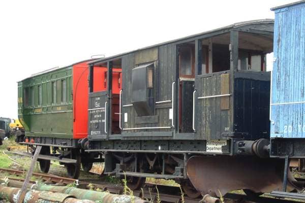 Ex-LMS Shark Brake van - ballast 'plough' was lowered by wheel on either end plarform