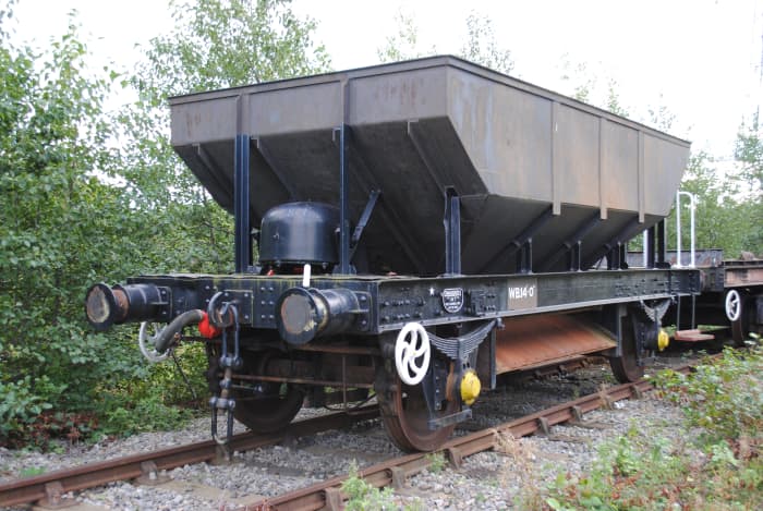 British Railways' 'Dogfish' ballast wagon - vacuum fitted with screw couplings, this wagon heralded a new era on Britain's railways, although guards and brakevans on trains would soon be redundant