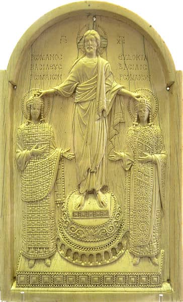 A frieze of the Emperor Romanos IV and his consort Eudoxie receiving blessing on his coronation from Christ