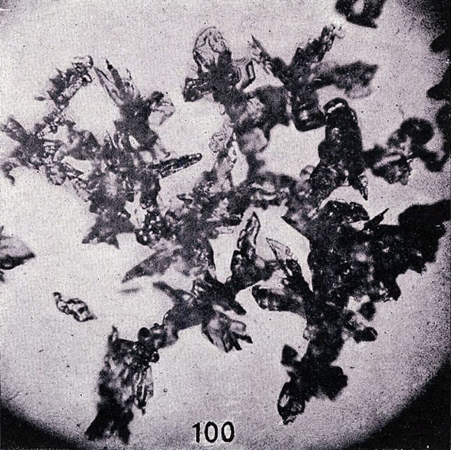 Irregular crystals: Usually full or half-formed crystals that were damaged on their way to the ground.