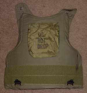 Ceramic core personal armor known as "chicken plate" deployed in Vietnam to US troops esp. helicopter pilot