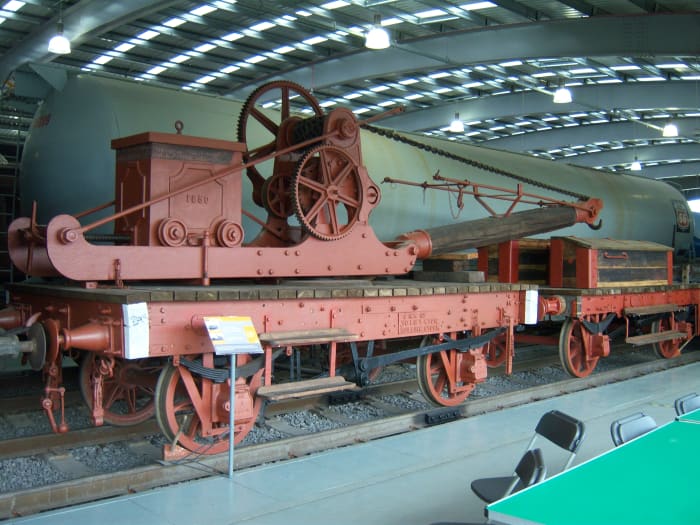 Early rail crane with crane runner at Locomotion, Shildon - this is the overflow site for the National Railway Museum, York