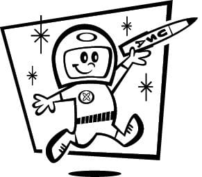 Astronaut boy cartoon/line drawing clip art. Courtesy of Velma's Retro Clip Art and Images.
Visit the Web site to download this clip art (link below).