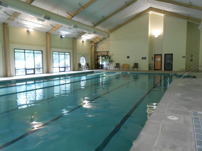 The indoor pool at the Big Canoe Fitness Center.To the right of the pool, behind where I was standing, is a hot tub and sauna.