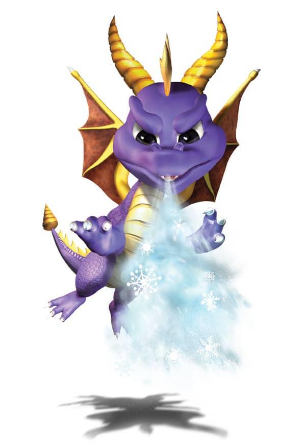 Spyro using his ice breath, which has little effect on enemies. Click to see enlarged and in higher detail.