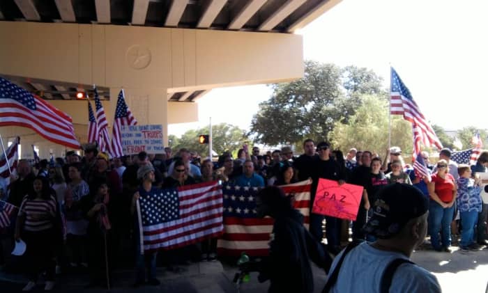 Hundreds of people show up to protect the Diaz family attending Sgt. Christopher Diaz's funeral from Westboro Baptist Church protesters.