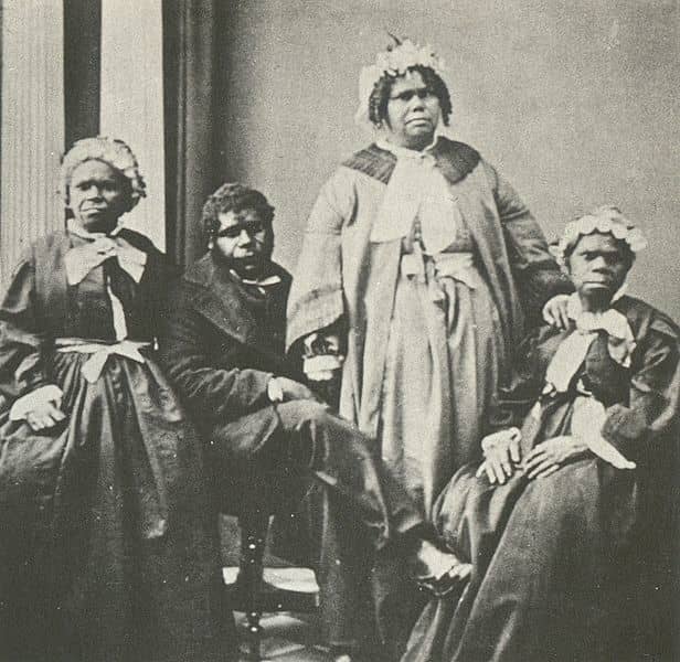 In the 1860s,there were thought to be the last four full-blooded Tasmanians. Queen Truganini is seated to the farthest right.