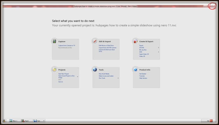Once Nero 11 has completed rendering the project into a Video format and the video file has been successfully exported and you have acknowledged this action then the screen flips to a further options screen.