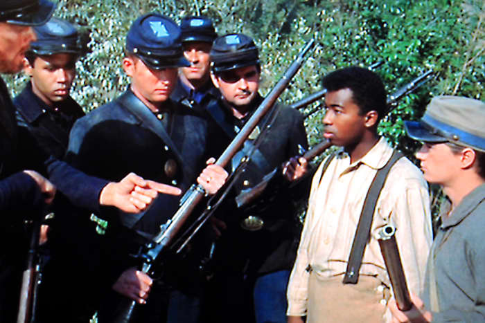 The moment when Union soldiers happen upon Gabriel and 'Boy'. They set Gabriel free, but wrongly assume that 'Boy' is his master, and a Confederate soldier