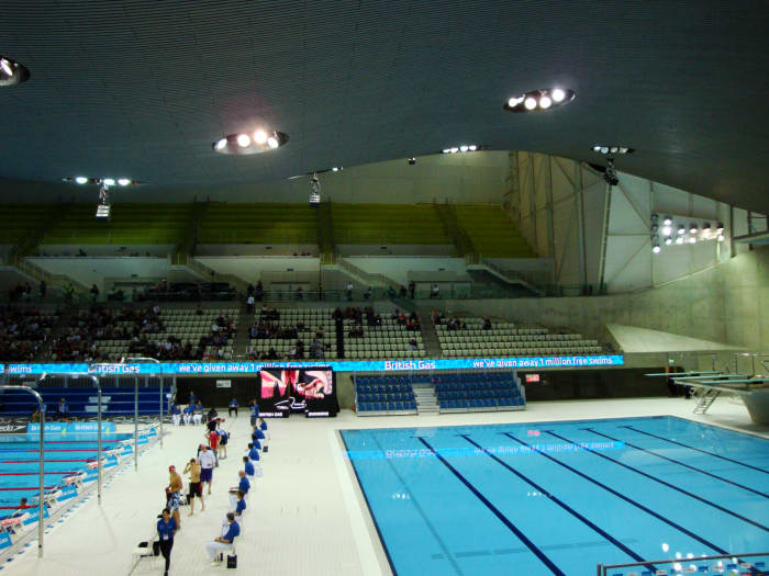 Swimmer take their places for a race