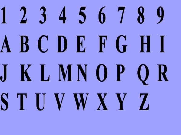 The well-known "key" for turning letters into numbers, said to be "Pythagorean," although the Greek mathematician Pythagoras in the 6th century B.C. did not use this alphabet.
