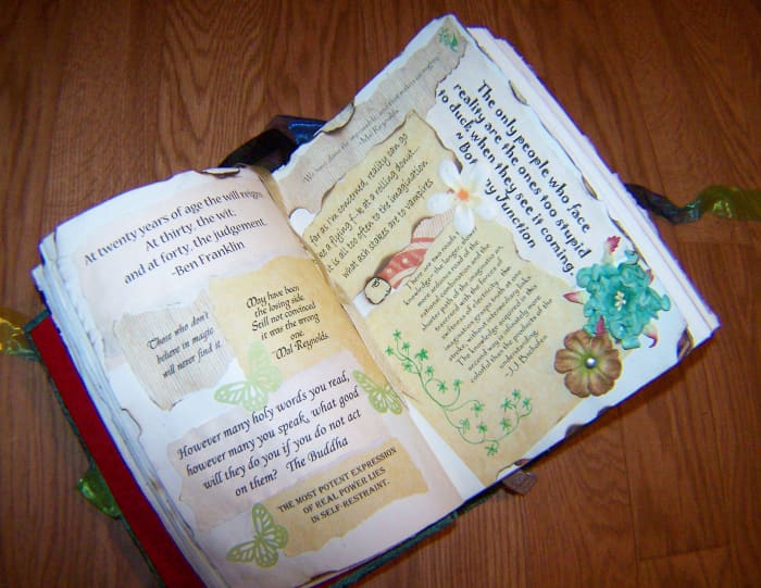Being so artsy-craftsy, I got kind of creative putting together my book. Here's one page from my favorite quotes section.