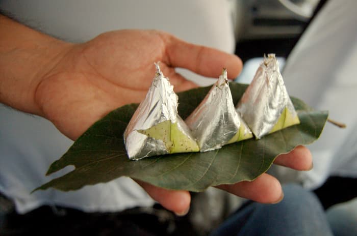 Paan wrapped in aluminium foil