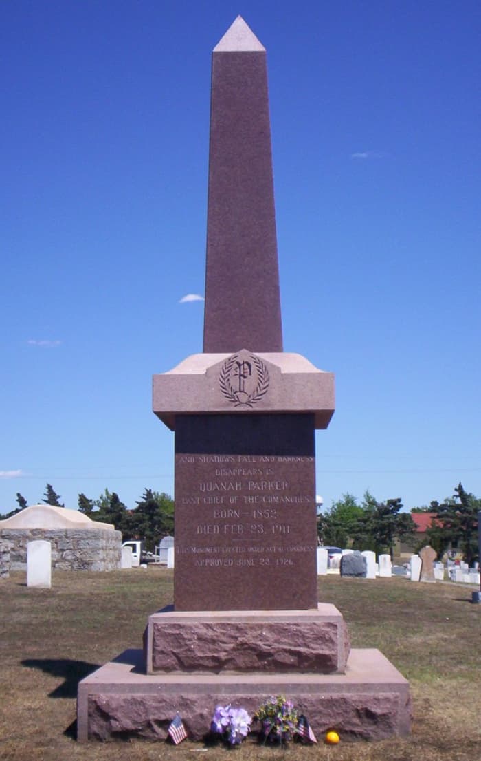 Gravestone of Quanah Parker located at Fort Sill, Oklahoma