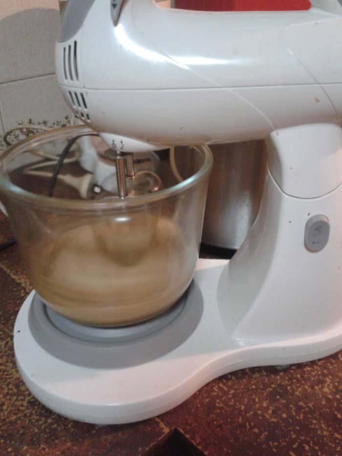 Mixing your peanut butter cookies in a stand mixer is faster, but you can do it by hand if you haven't got one.