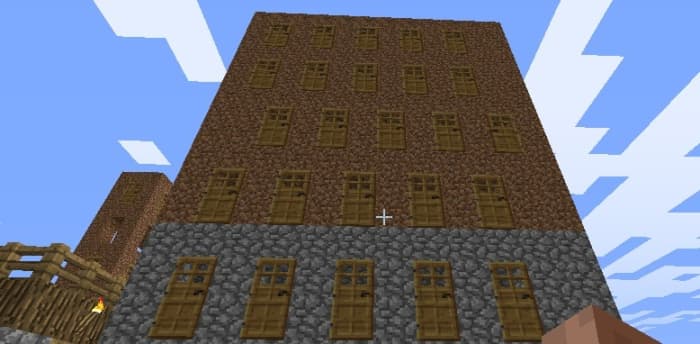 This apartment complex design is described in the table above. The other side looks identical, but the doors are shifted over one square.