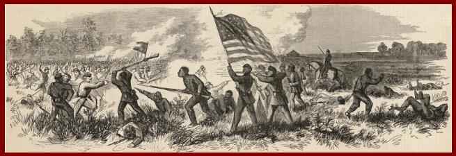 Sketch - Battle of Milliken's Bend. Colored troops lost over half their strength, but repulsed the Rebel attack