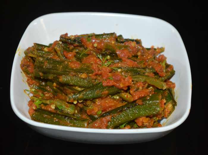 Bhindi masala (okra curry) without onion or garlic