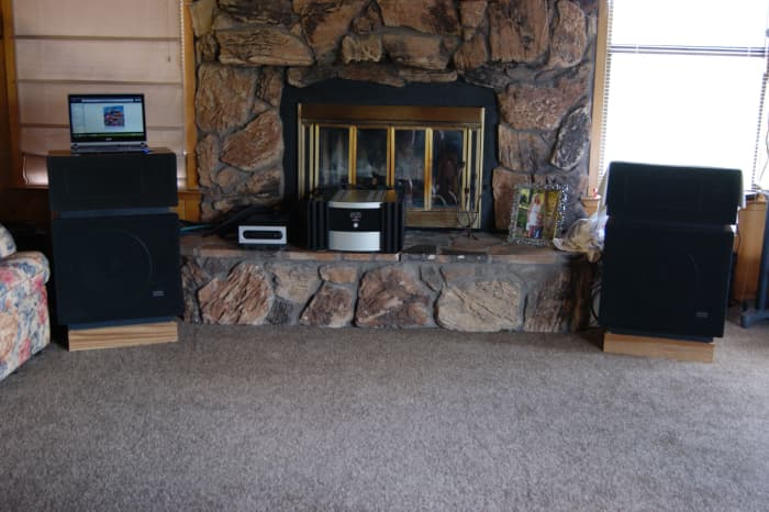 Altec Lansing Model 14's cozy next to the fireplace, warmed by the glow of a Mark Levinson No.331 Power Amp