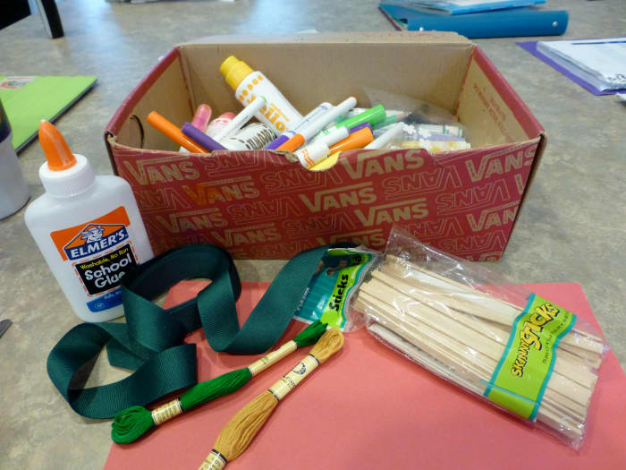 These are just some items you can use for decorating your miniature sukkah. We ended up using scrapbook paper, model magic, and larger popsicle sticks.
