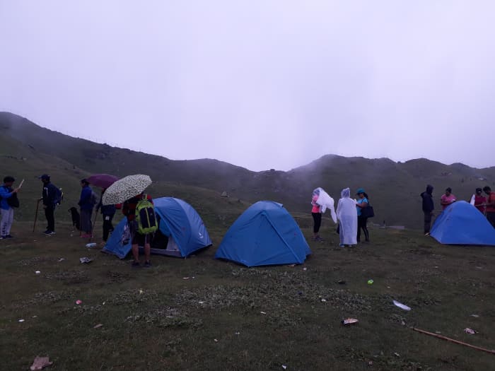 It was raining on and off since last night and our guide had only few use and throw raincoats to cover us. I reached to the base camp without any rain coat as I love being in the rain all the time.