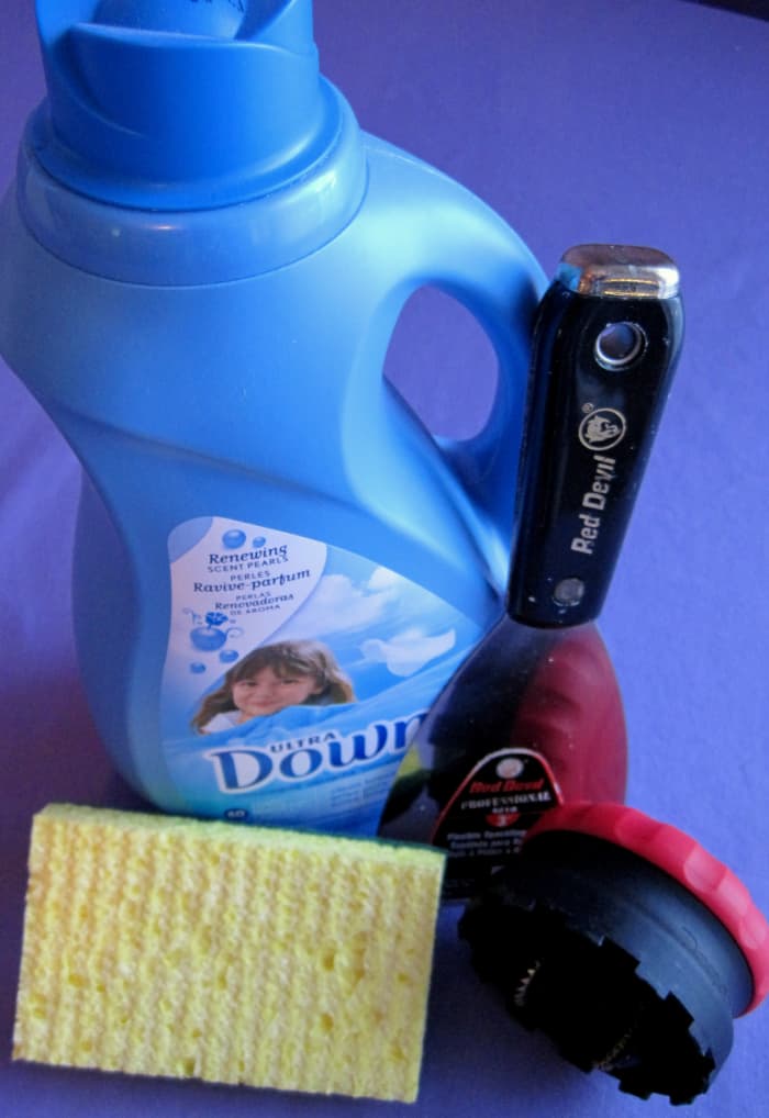 Downy Fabric Softener, Red Devil Scraper, Sponge, and Scoring Tool made in New Zealand by WM. Zinsser & CO. INC.