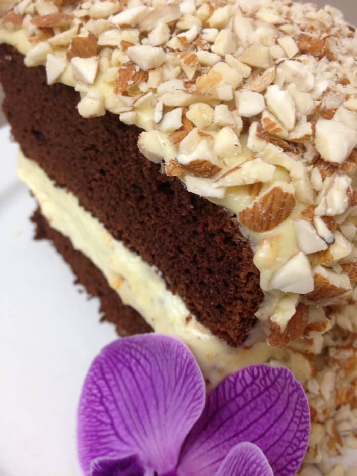 I have baked this cake as a "birthday cake" by topping the frosting with chopped (or sliced) almonds. I have to admit my cake decoration skills are a bit lacking...but it tastes better than it looks!