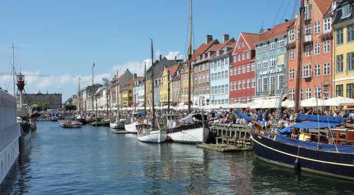 Nyhavn, Copenhagen, Denmark. The street on which Anderson lived for a time; the house is now a museum.