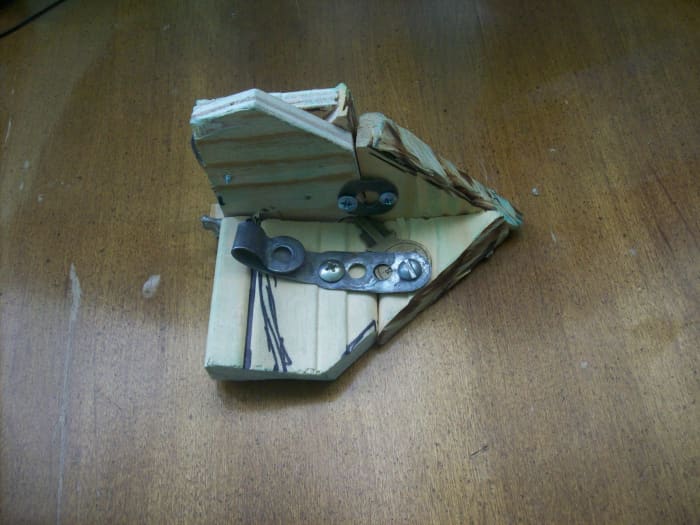Bottom view of the bow mold. I used scraps of wood and joined them to make the mold. Irregularities on the inside of the bow don't matter.
