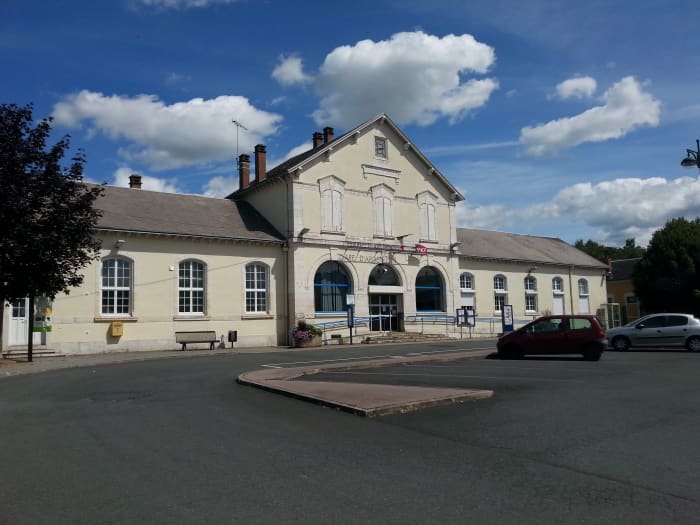 Train Station In Argenton sur Creuse. From here you can go to spend a day in Paris for 90 euros return. The train leaves at 8:30am and the train back leaves Paris at 7pm